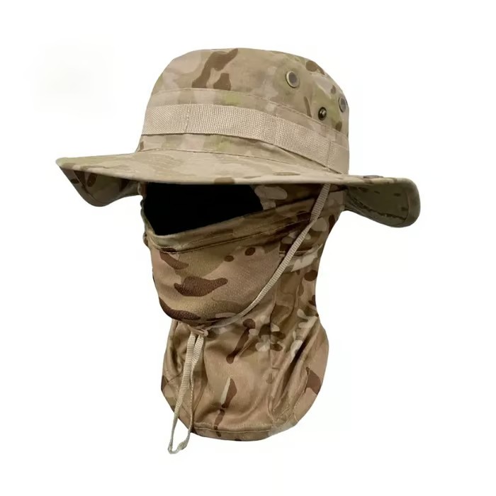 🔥Camouflage 6-in-1 Tactical Bucket Hat – Detachable Face Mask & Neck Flap for Sun Protection