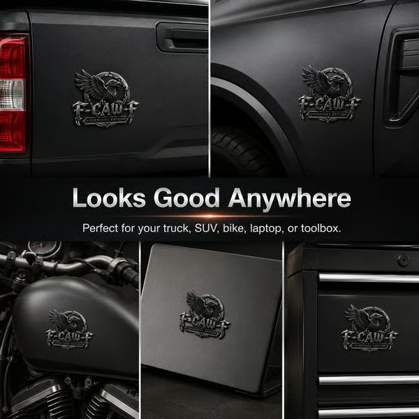 🦅 F-CAW-F "Midnight Edition" Metal Emblem - Premium Attitude Decal