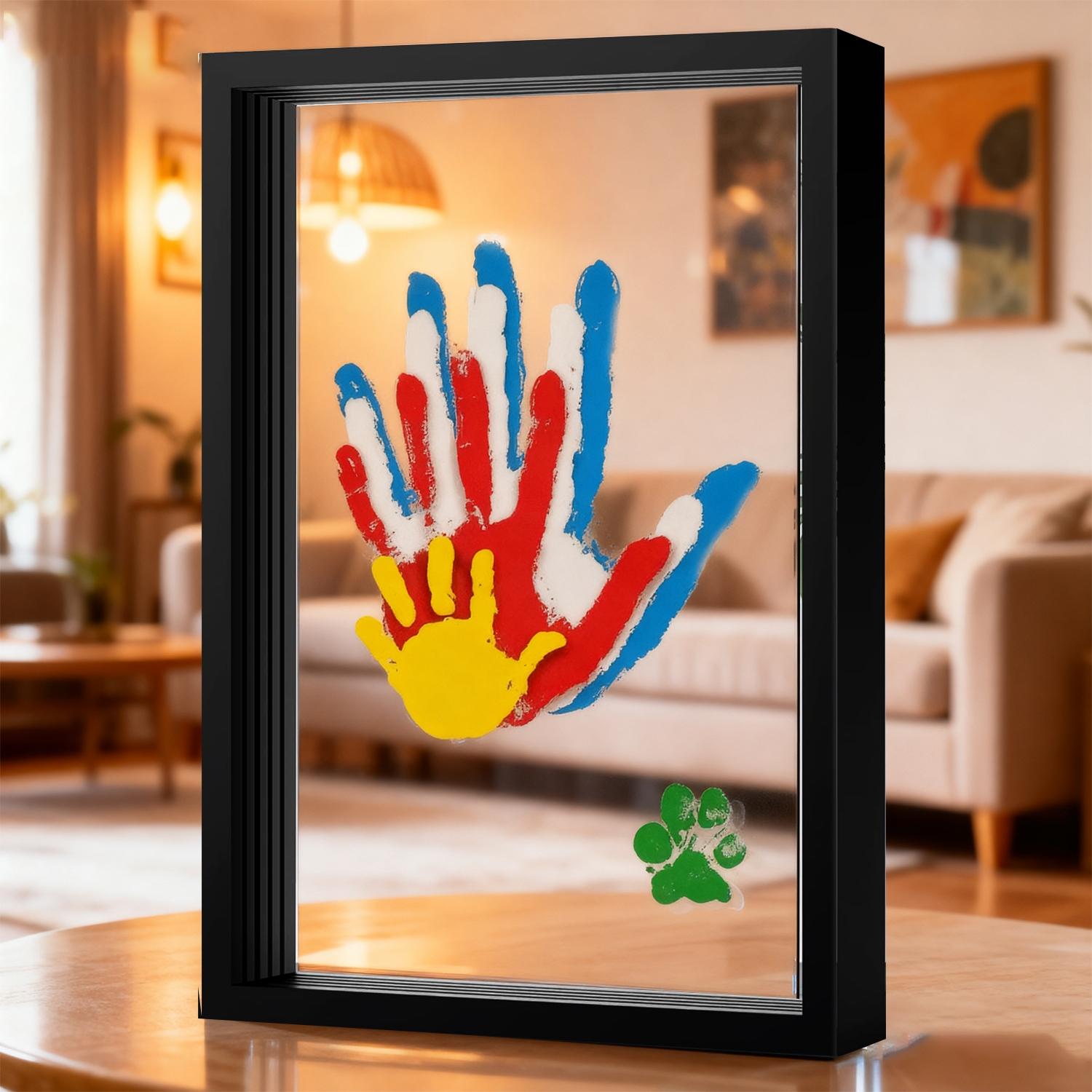 🏆Limited Time Sale 49% OFF❤️Wooden Transparent Handprint Frame Set – DIY Family Memorial Gift Kit