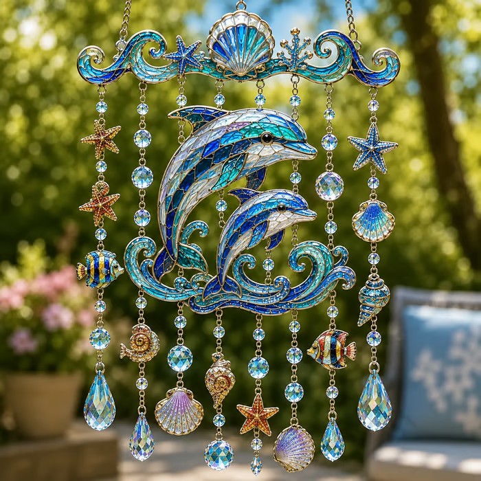 🐋 Ocean-Themed Crystal Wind Chime – Bring the Ocean Glow to Your Garden (📦Buy 2 Free Shipping)