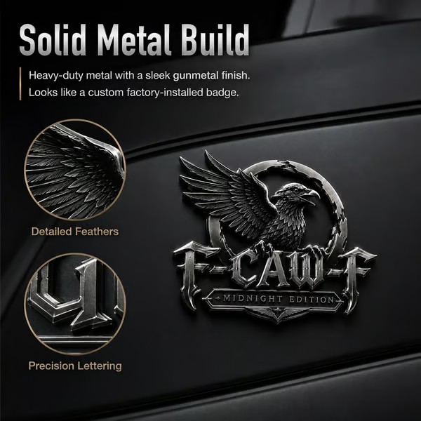 🦅 F-CAW-F "Midnight Edition" Metal Emblem - Premium Attitude Decal