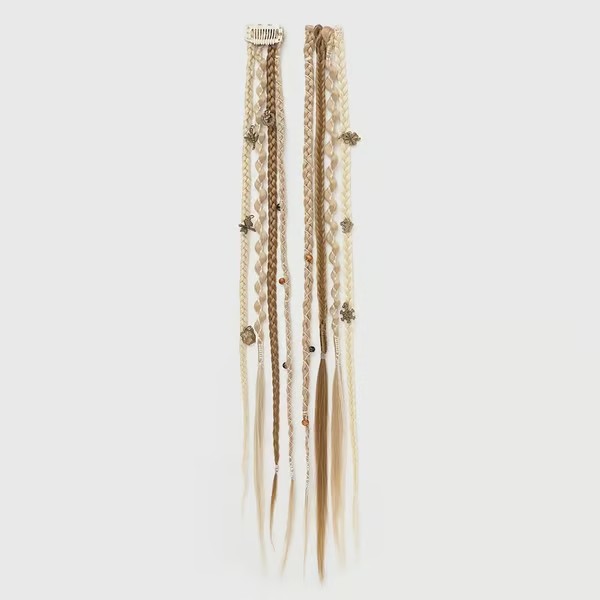 🔥🆕 2026 Boho Dreadlock Clip-In Hair Extensions 🌿 – 20" Braided Hair with Beads & Charms