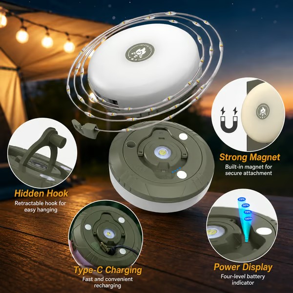🏕️ Multi-Functional Camping Lantern – Collapsible Tent Light & Outdoor String Lamp 🌟