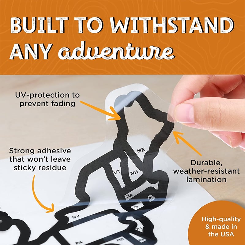 Durable laminated RV travel map stickers