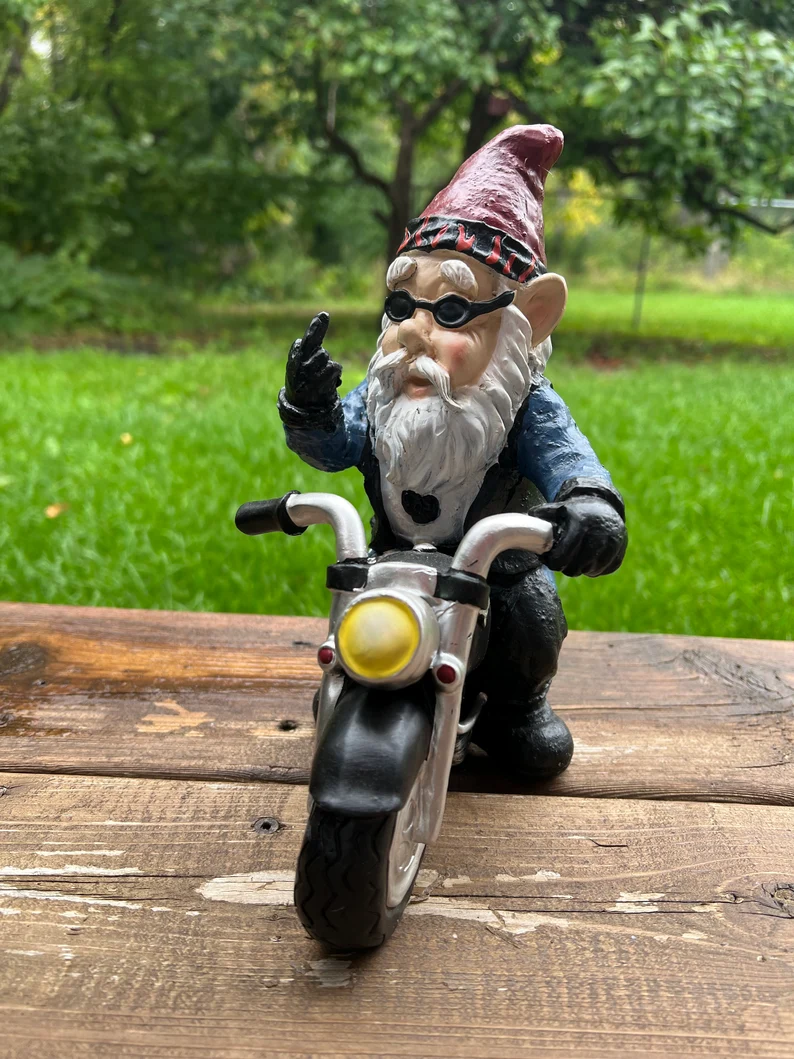Resin Biker Garden Gnome