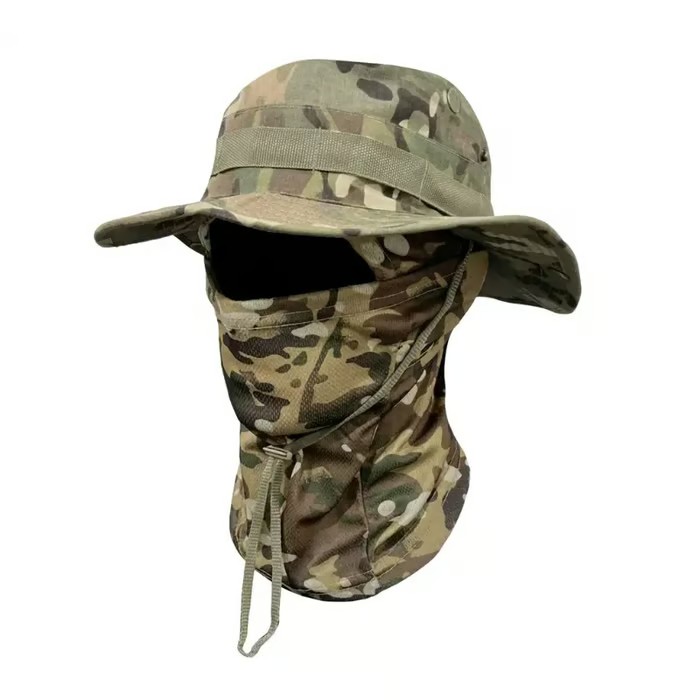 🔥Camouflage 6-in-1 Tactical Bucket Hat – Detachable Face Mask & Neck Flap for Sun Protection