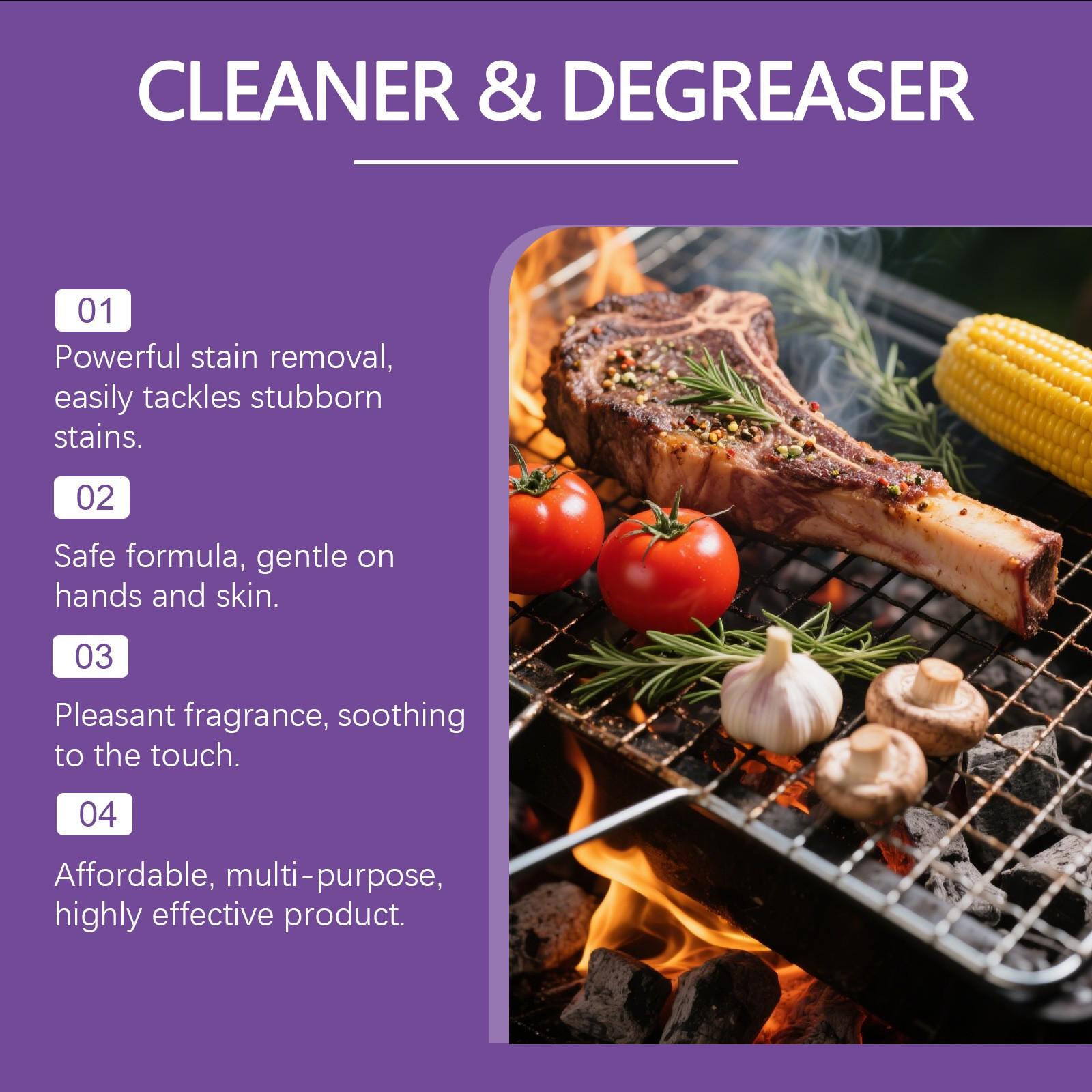 120ML BBQ Non-toxic, Heavy Duty, No Residue Grill Cleaner Degreaser Spray, All-Purpose Smoky Stain & Grease Remover, Fast-Acting Deep Cleaning Formula