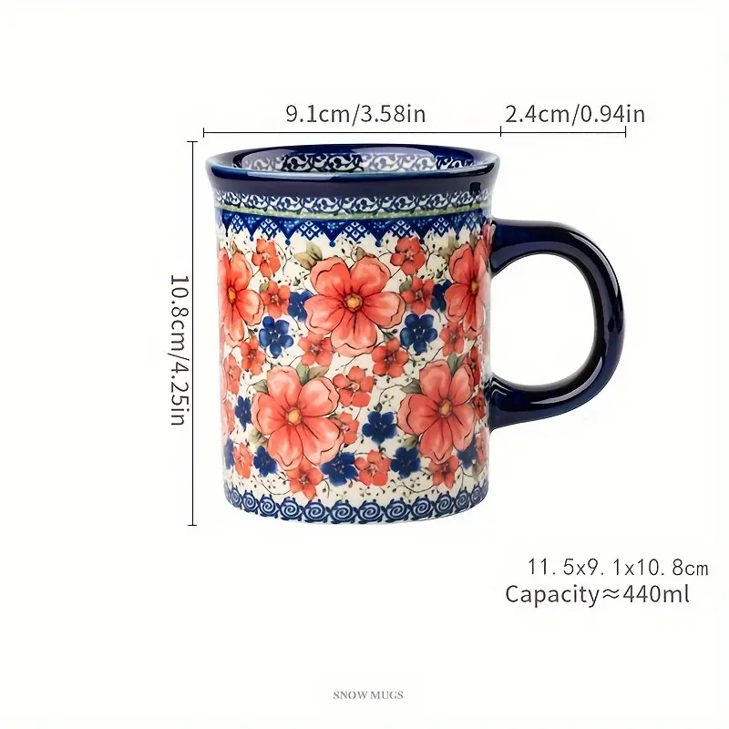 Hand-Painted Floral Ceramic Coffee Mug