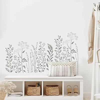 🔥Last Day 49% OFF - 🌸🖌️6-Piece Wildflower Stencil for Painting - Large Reusable Floral Design for DIY Furniture Decor🖼️