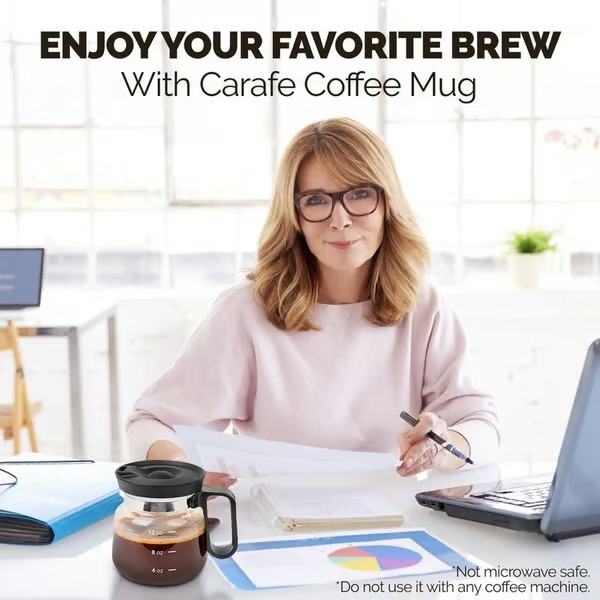 💖☕ 16 Oz Coffee Pot Style Glass Coffee Mug, Cute Aesthetic Clear Cup for Coffee Lovers