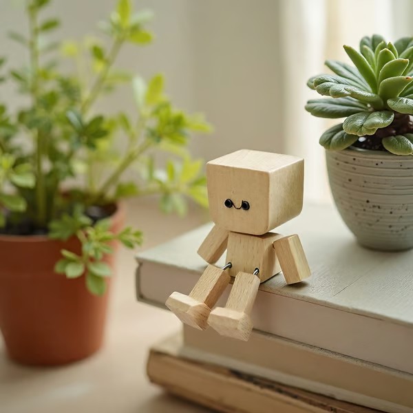 😊Change The Mood With A Simple Swap - Handmade Swaying Wooden Figure With 12 Magnetic Expressions🎁