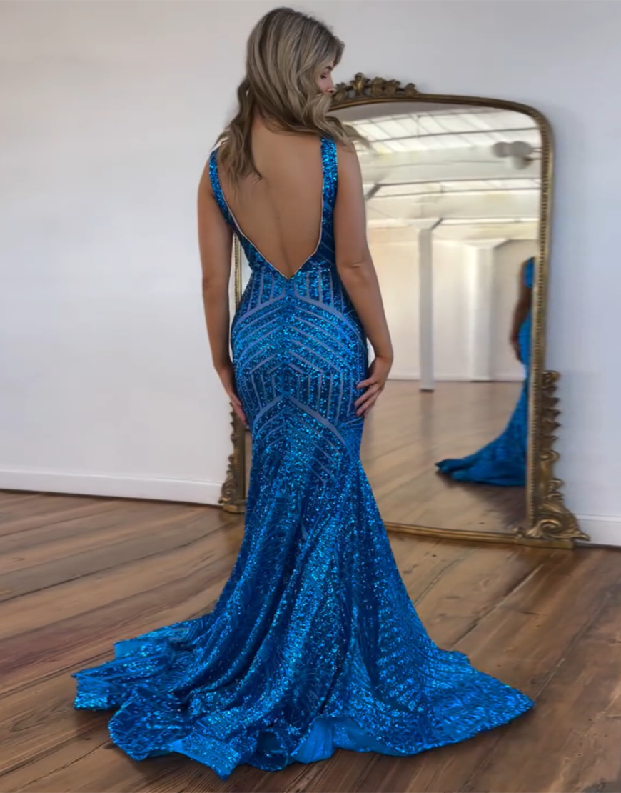 Mermaid Sparkly Sequins Mesh Prom Dress