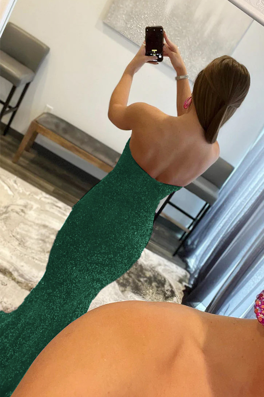 Mermaid Elegant Strapless Long Dress With Sequins