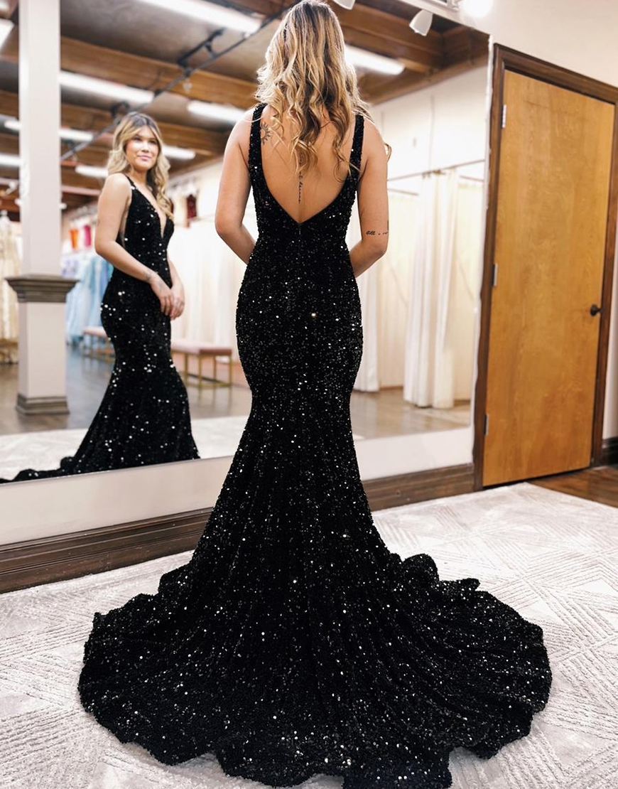 Gorgeous Mermaid V-Back Long Glitter Prom Dress