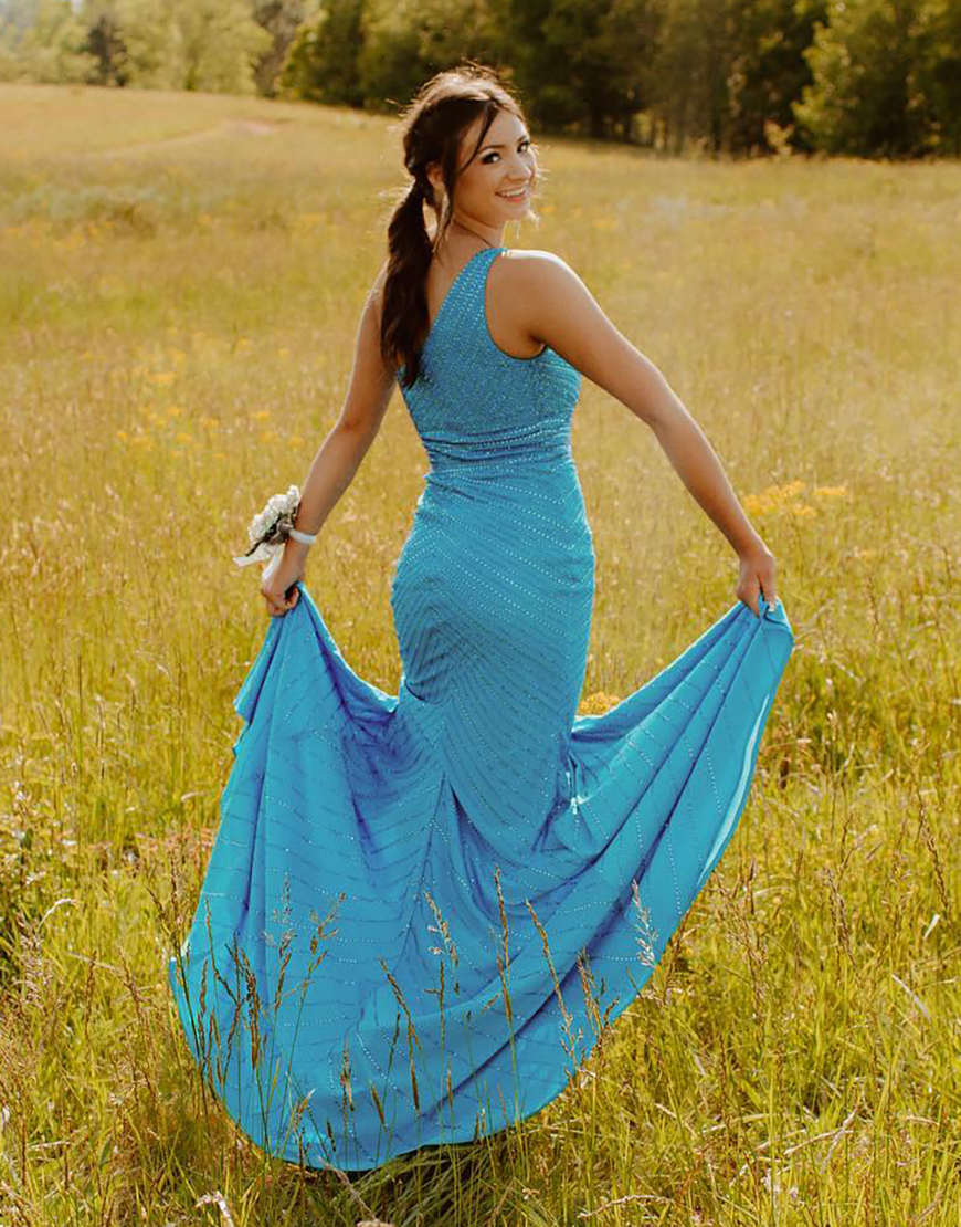 Red Mermaid One Shoulder Prom Dress With Split