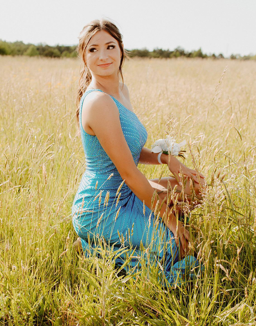 Red Mermaid One Shoulder Prom Dress With Split