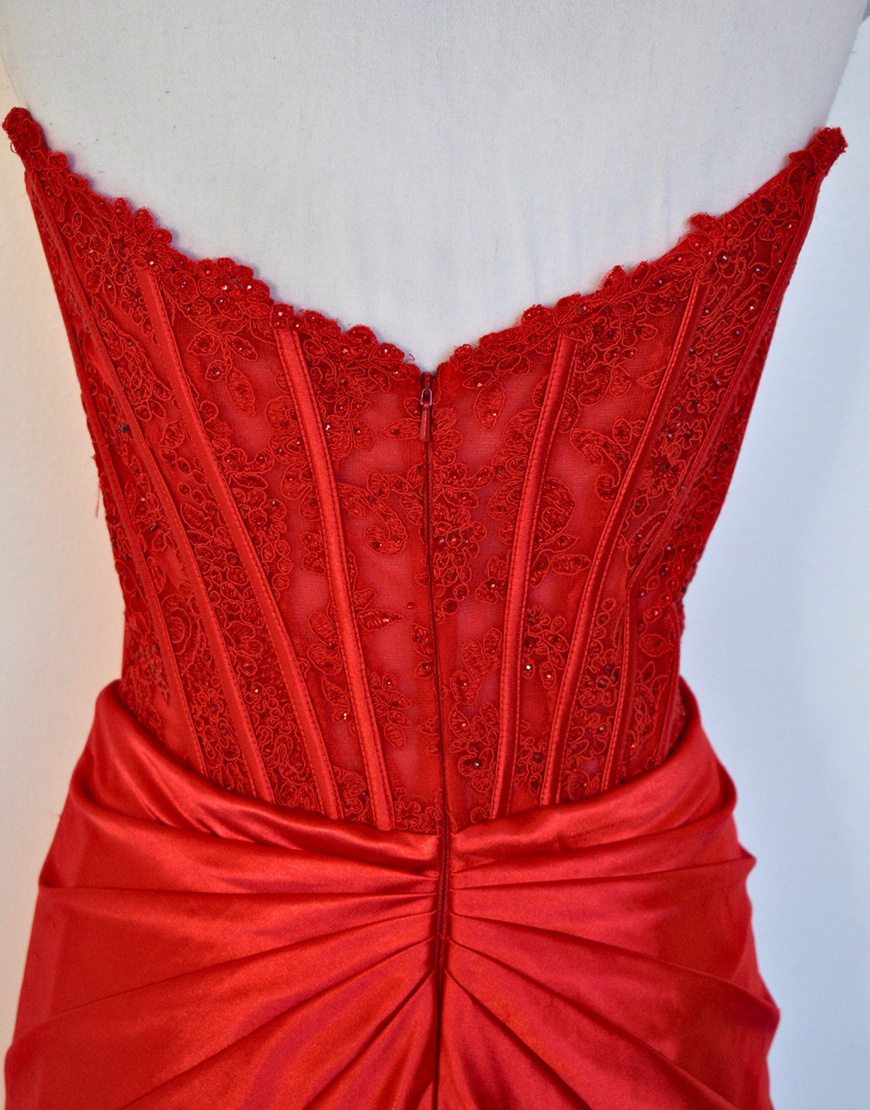 Sexy Red Strapless Long Prom Dress With Split