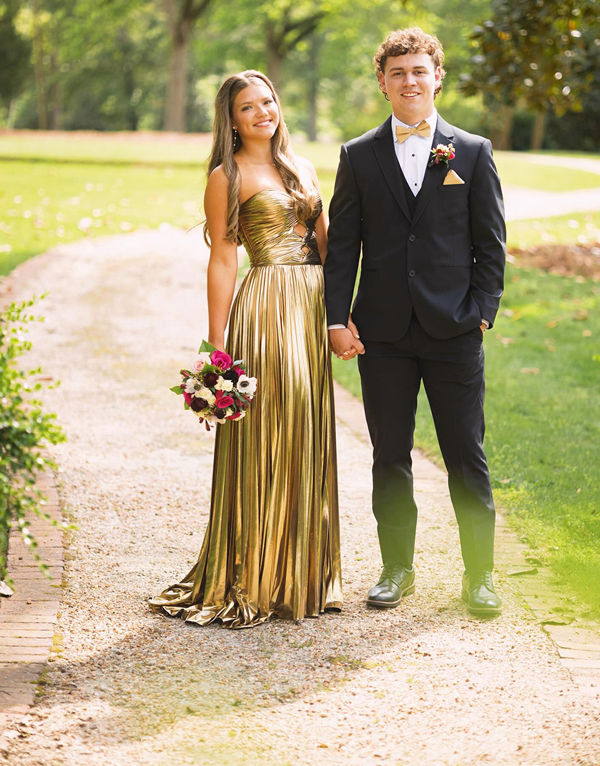 Stylish Peacock Blue A-Line Sweetheart Long Metallic Prom Dress With Slit