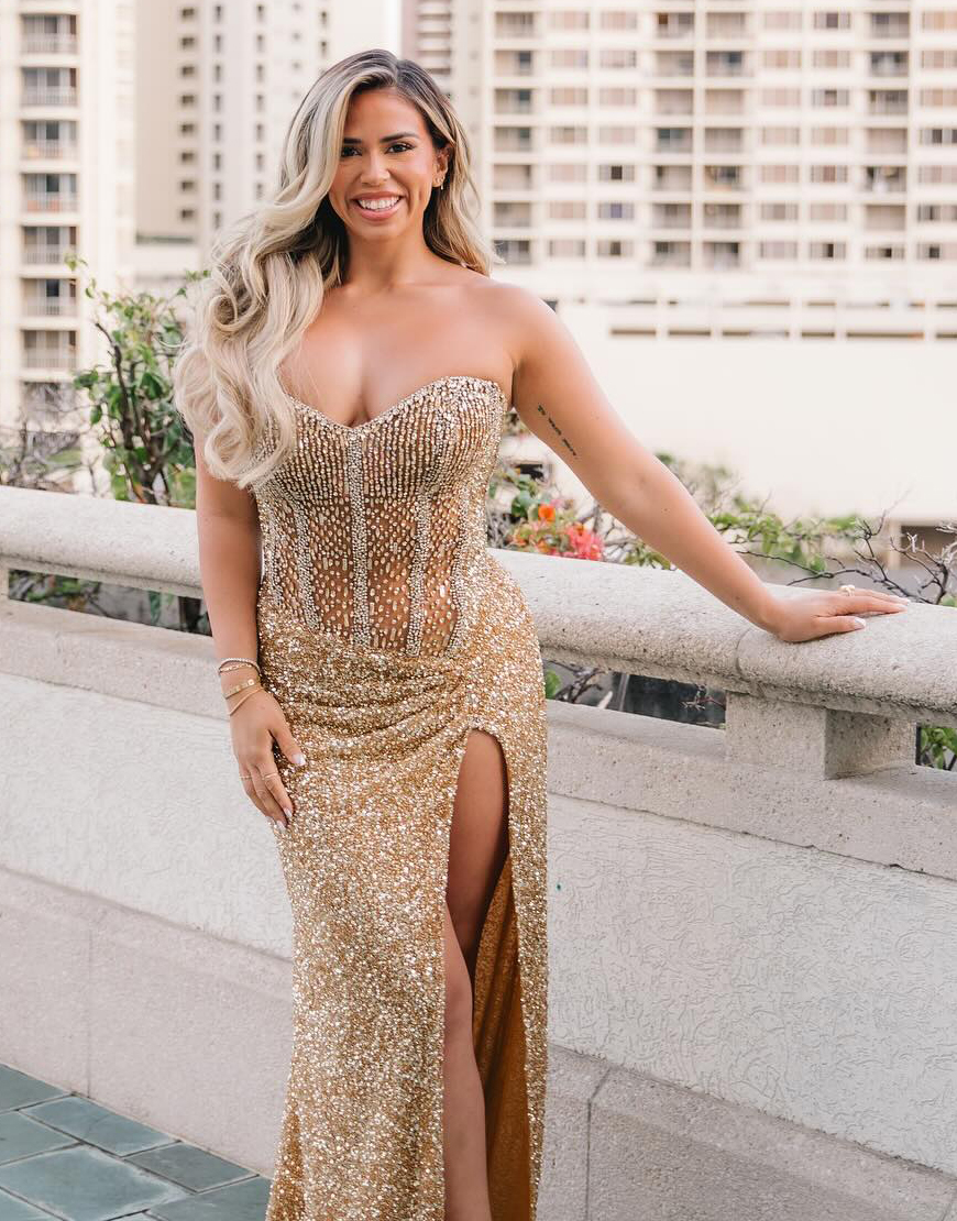 Sparkly Blue Mermaid Strapless Corset Sequins Long Prom Dress with Slit