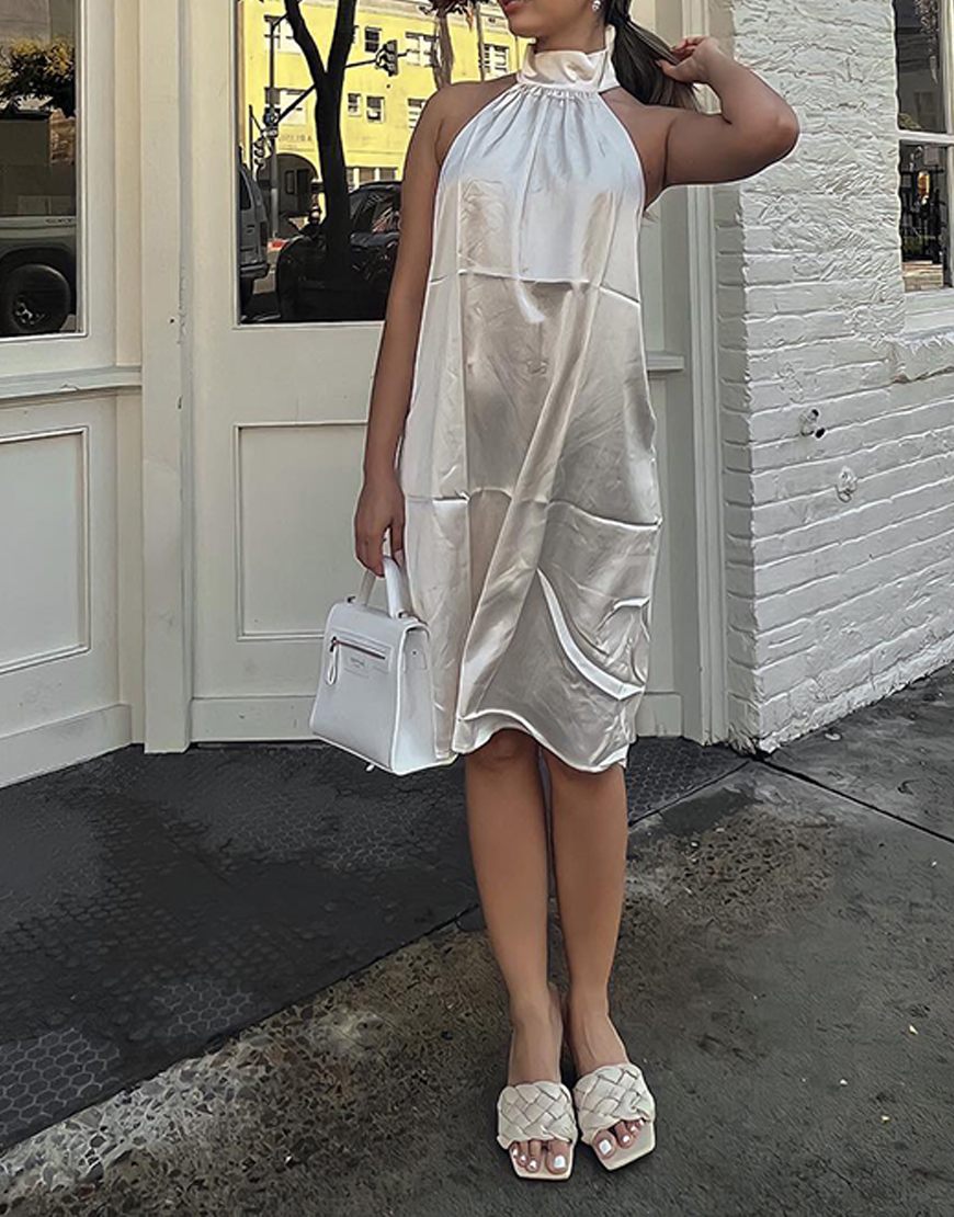 White Halter A Line Short Graduation Dress