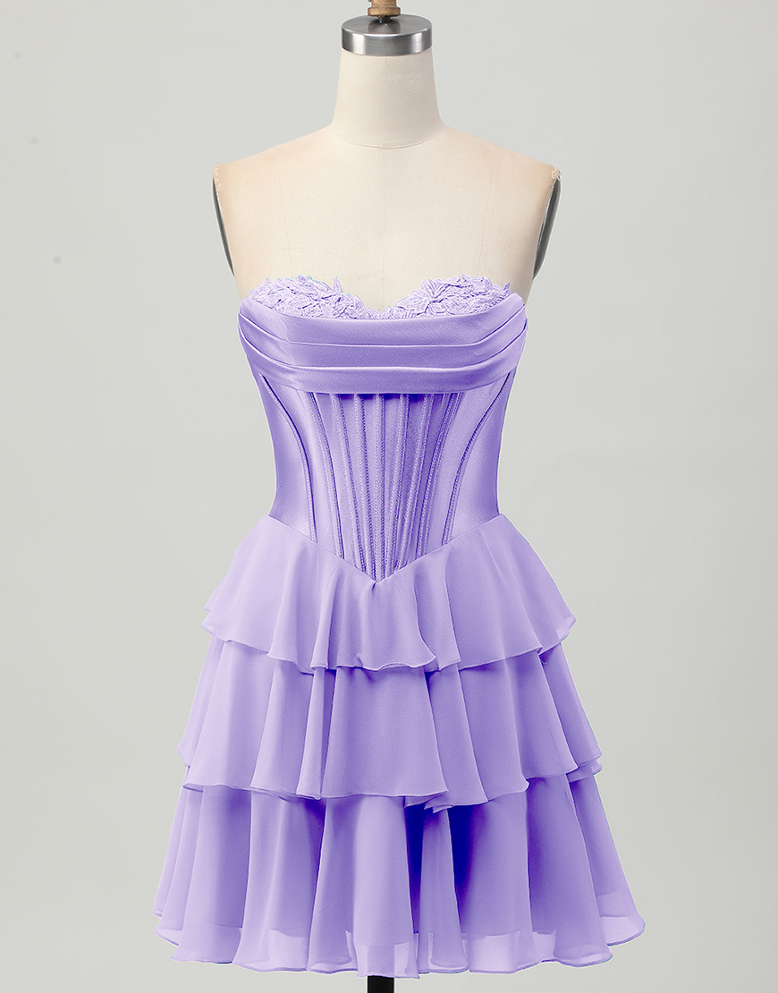 Blue Ruffled Sweetheart Short Corset Homecoming Dress with Lace