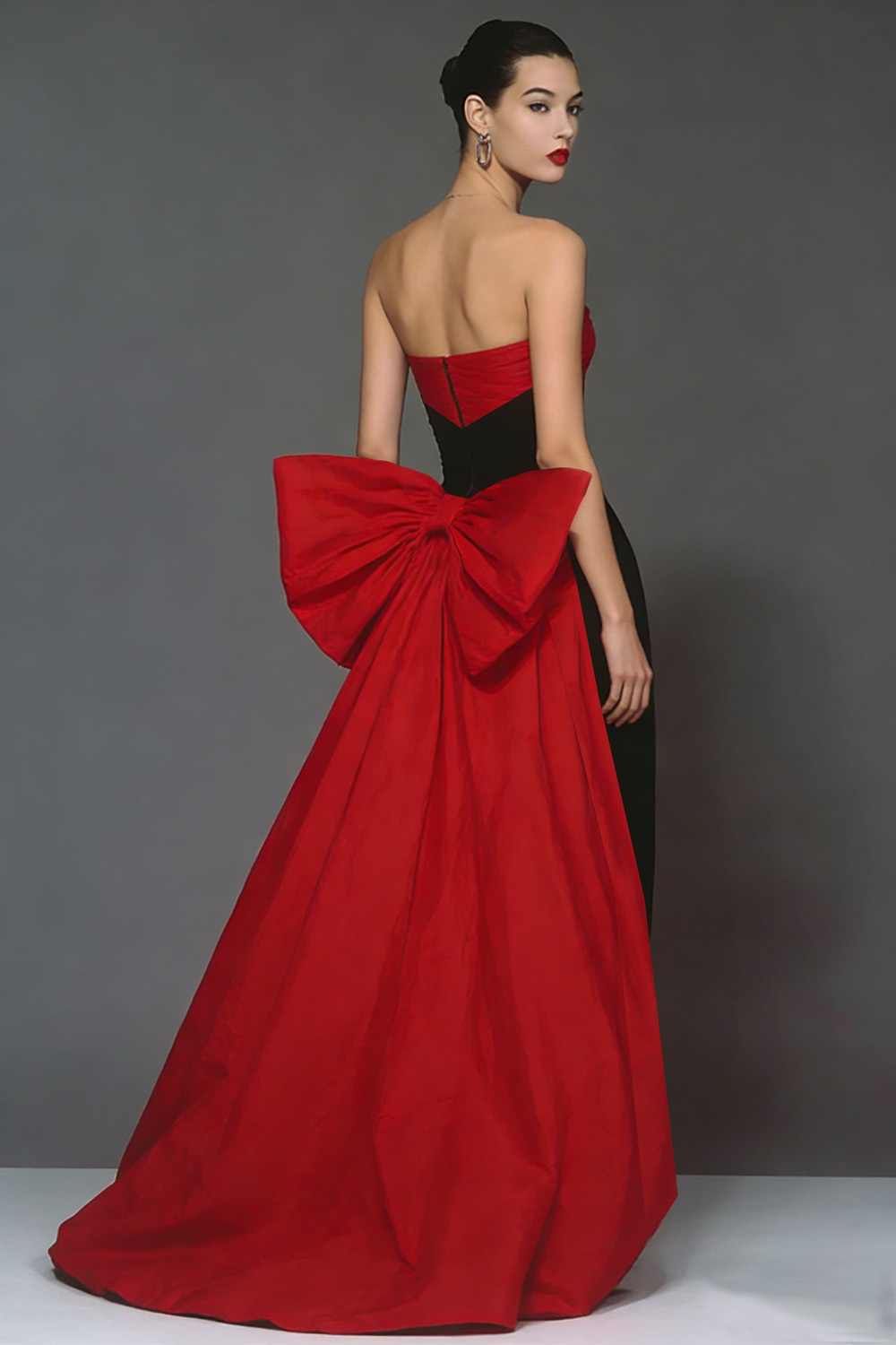 Black and Red Mermaid Strapless Long Prom Dress with Cape