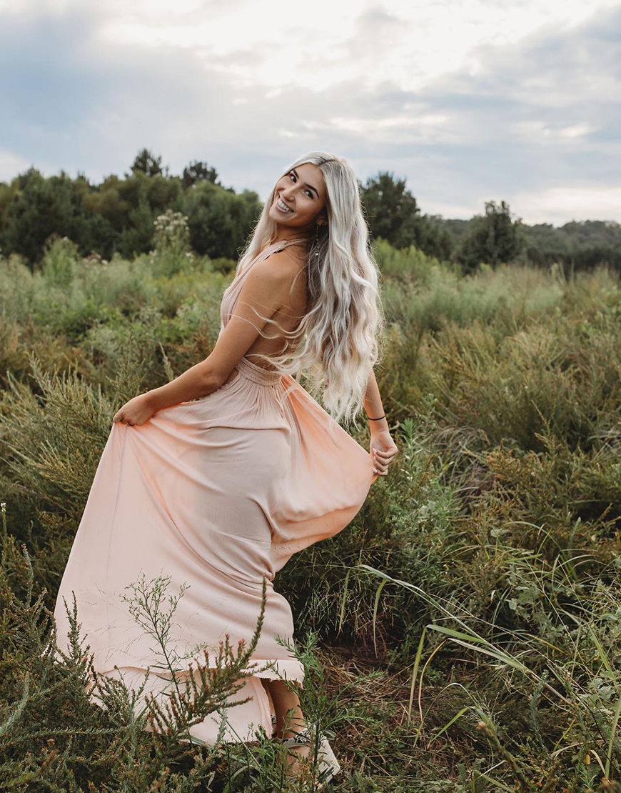 Light Pink Sheath Halter Maxi Dress with Slit