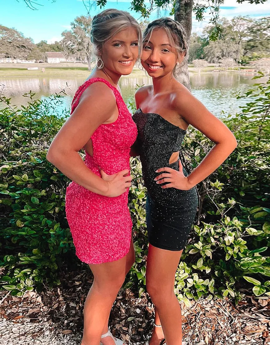 Eleglant Yellow Strapless Lace Up Short Glitter Homecoming Dress