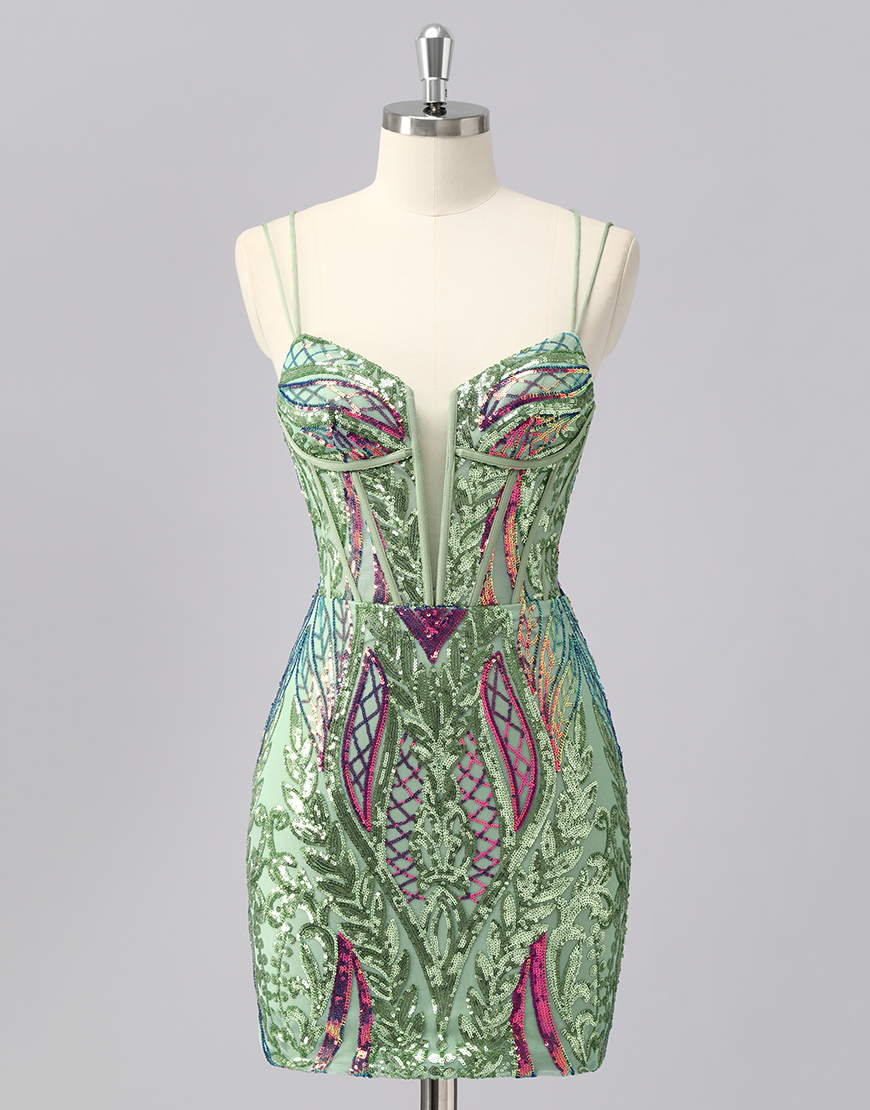 Glitter Dark Purple Tight Sequined Embroidery Homecoming Dress 