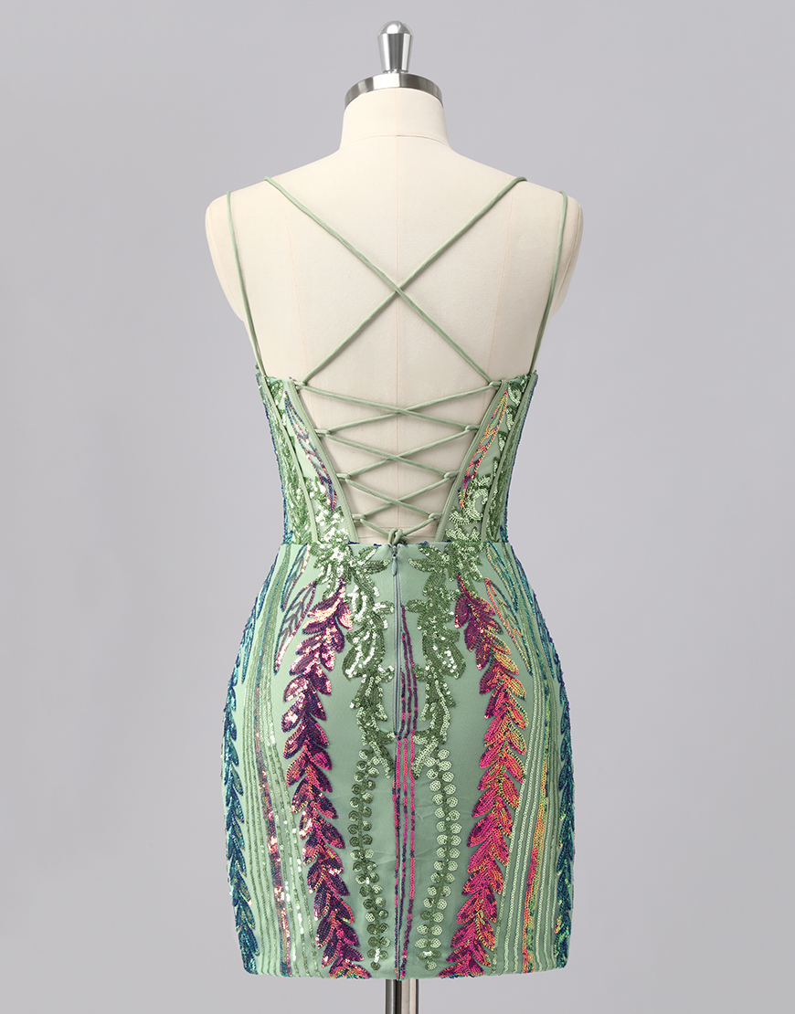 Glitter Dark Purple Tight Sequined Embroidery Homecoming Dress 