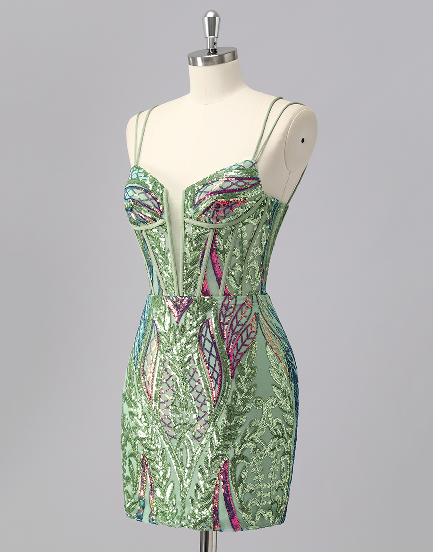 Glitter Dark Purple Tight Sequined Embroidery Homecoming Dress 