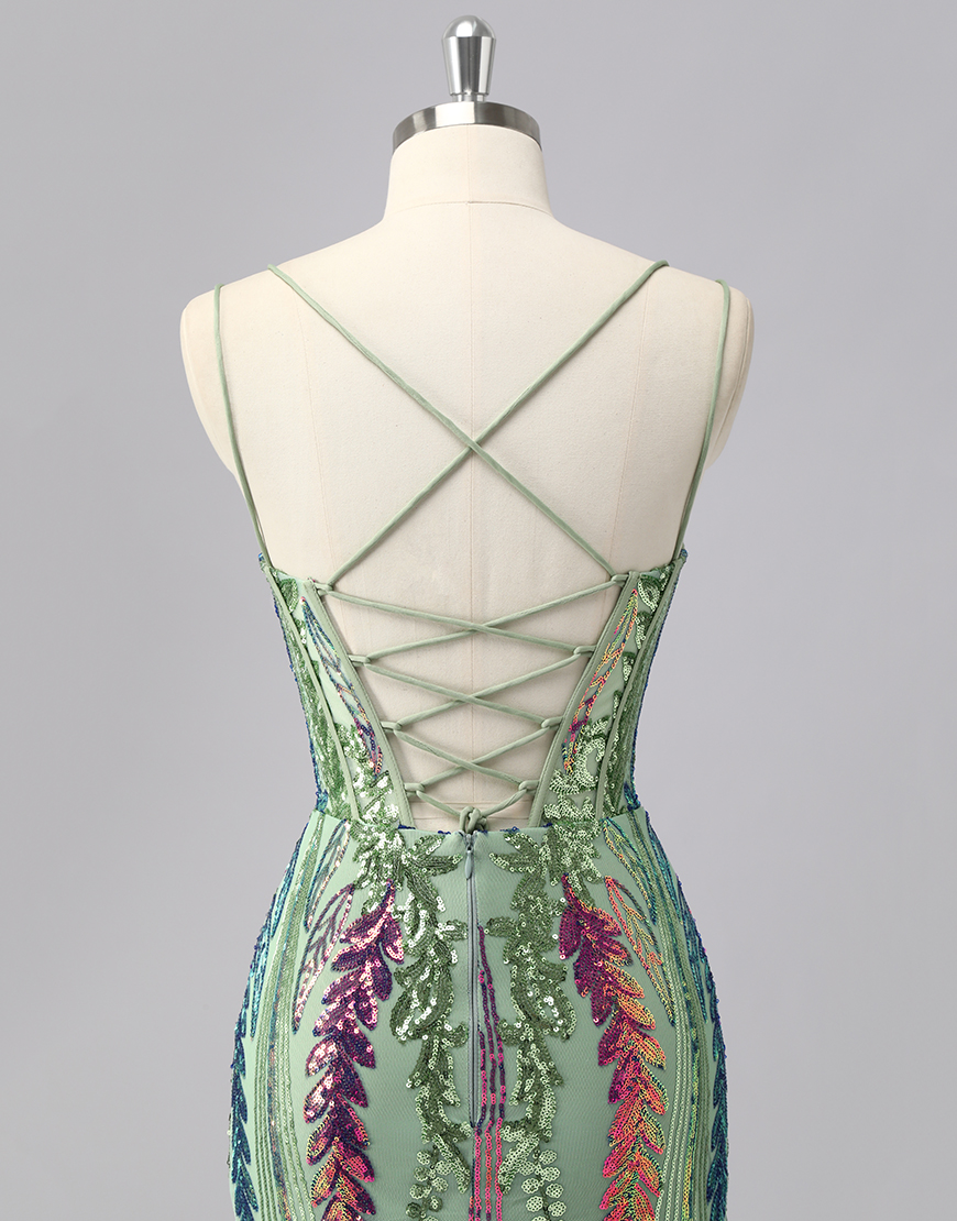 Glitter Dark Purple Tight Sequined Embroidery Homecoming Dress 