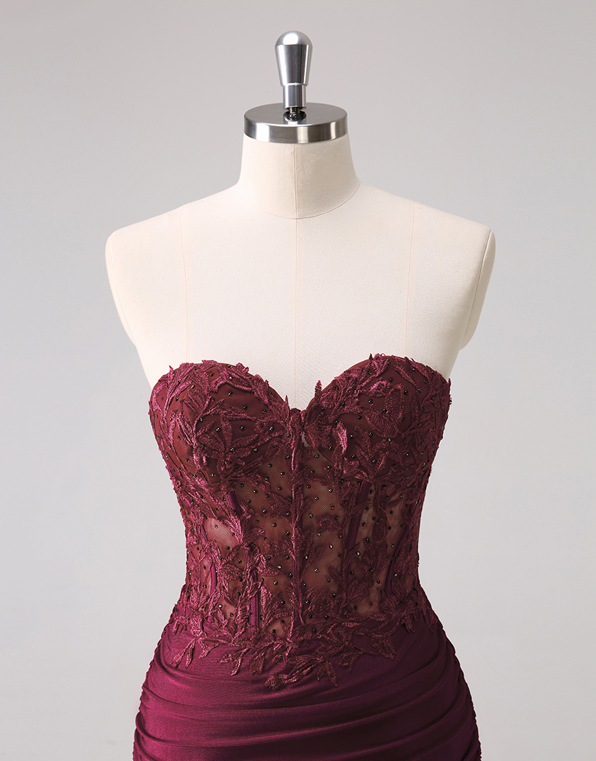 Glitter Fuchsia Beaded Appliques Tight Homecoming Dress 