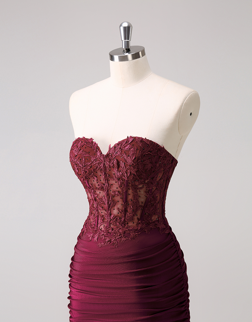 Glitter Fuchsia Beaded Appliques Tight Homecoming Dress 