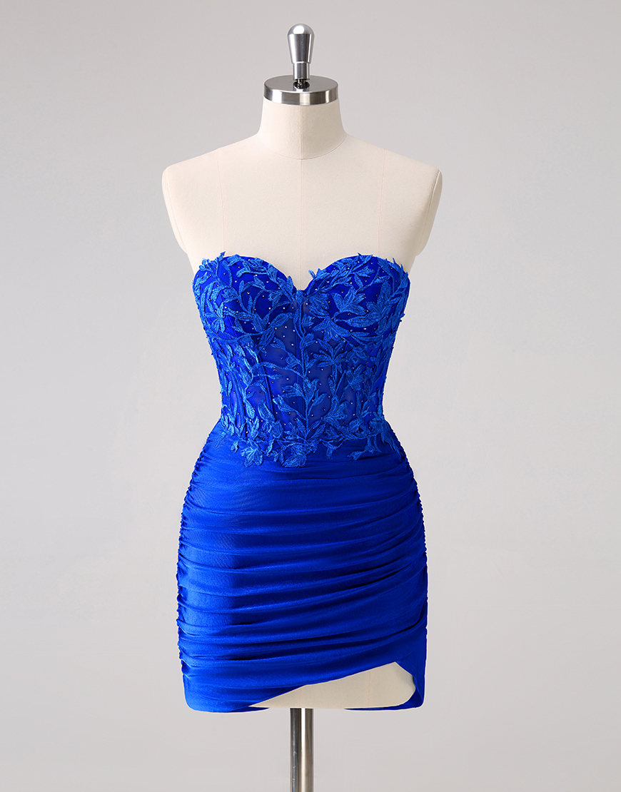 Glitter Fuchsia Beaded Appliques Tight Homecoming Dress 