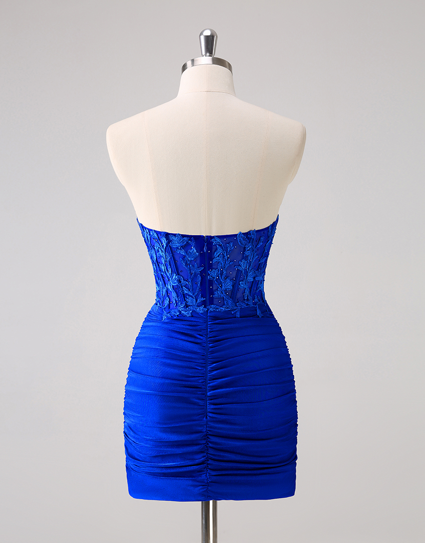 Glitter Fuchsia Beaded Appliques Tight Homecoming Dress 