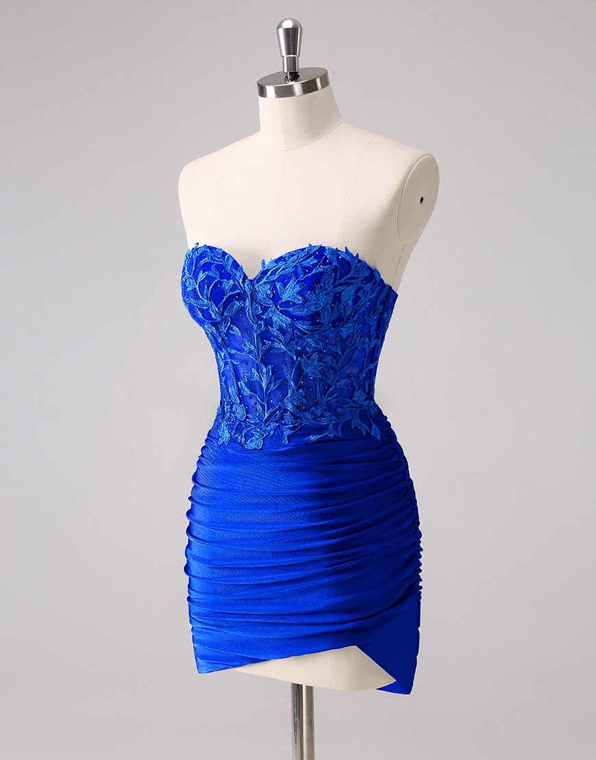 Glitter Fuchsia Beaded Appliques Tight Homecoming Dress 