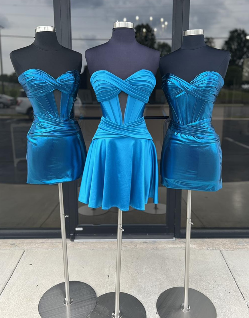 Fuchsia A-Line Strapless Satin Keyhole Homecoming Dress 