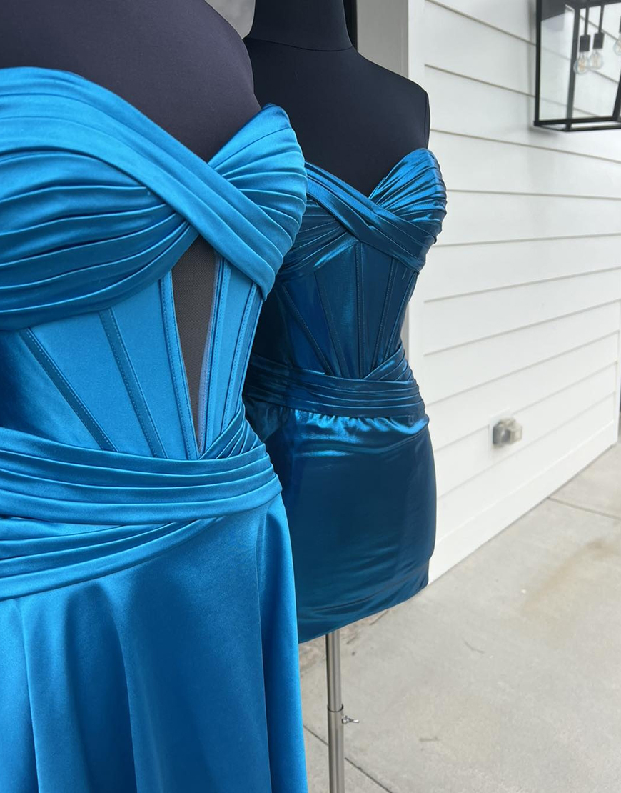 Fuchsia A-Line Strapless Satin Keyhole Homecoming Dress 