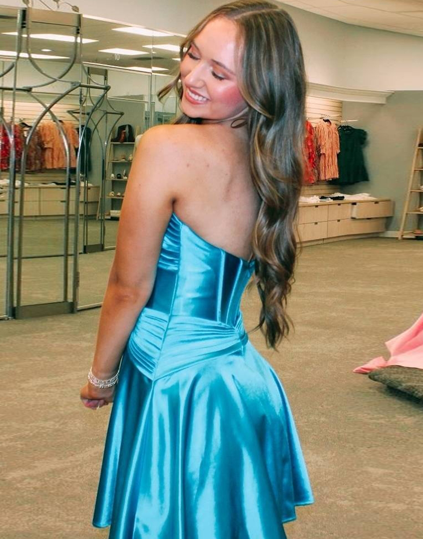 Fuchsia A-Line Satin Strapless Keyhole Homecoming Dress 