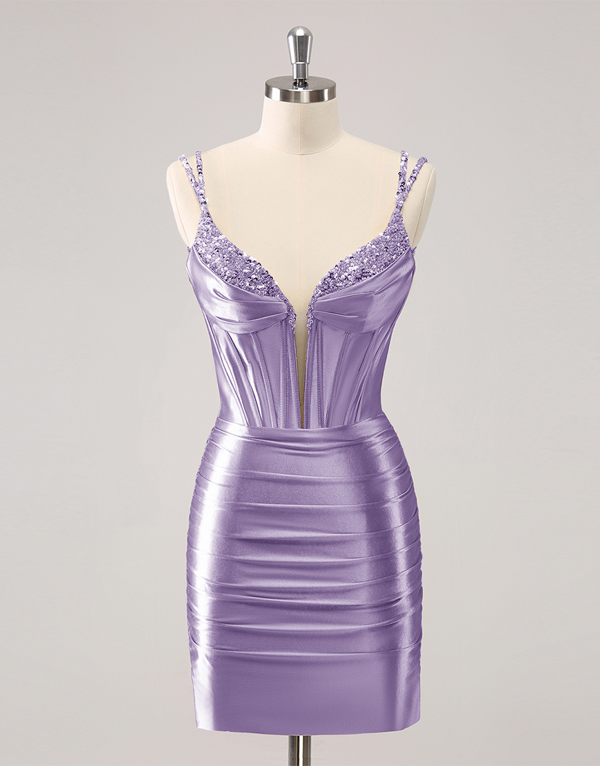 Glitter Golden Tight Beaed Satin Corset Homecoming Dress 