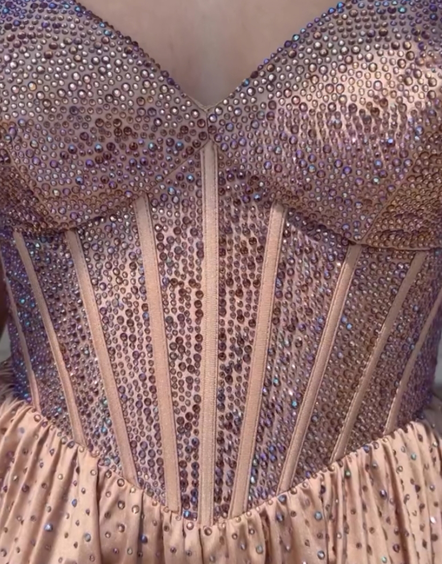 Glitter Dark Green A-Line Beaded Satin Homecoming Dress