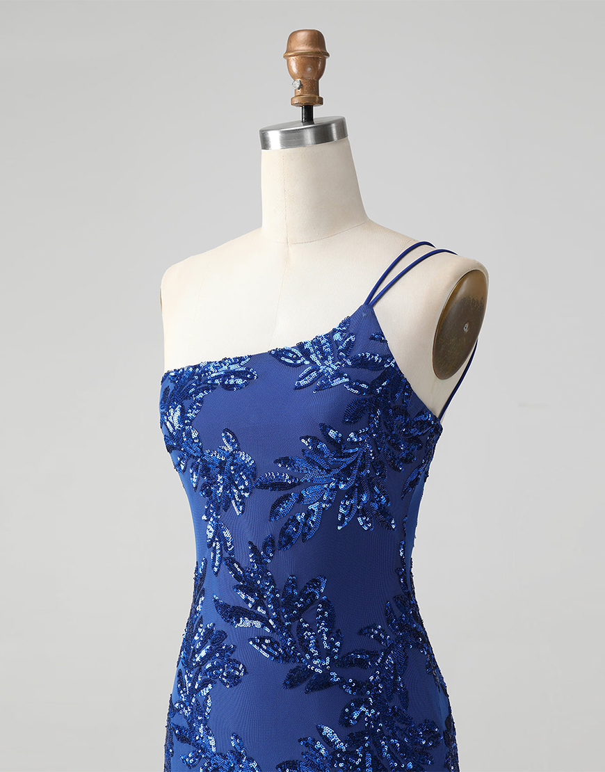 Glitter Pink Tight Sequins Floral Homecoming Dress