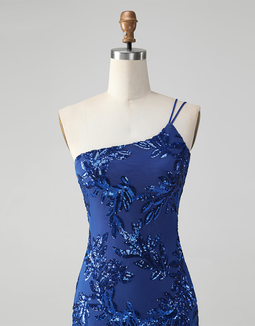 Glitter Pink Tight Sequins Floral Homecoming Dress