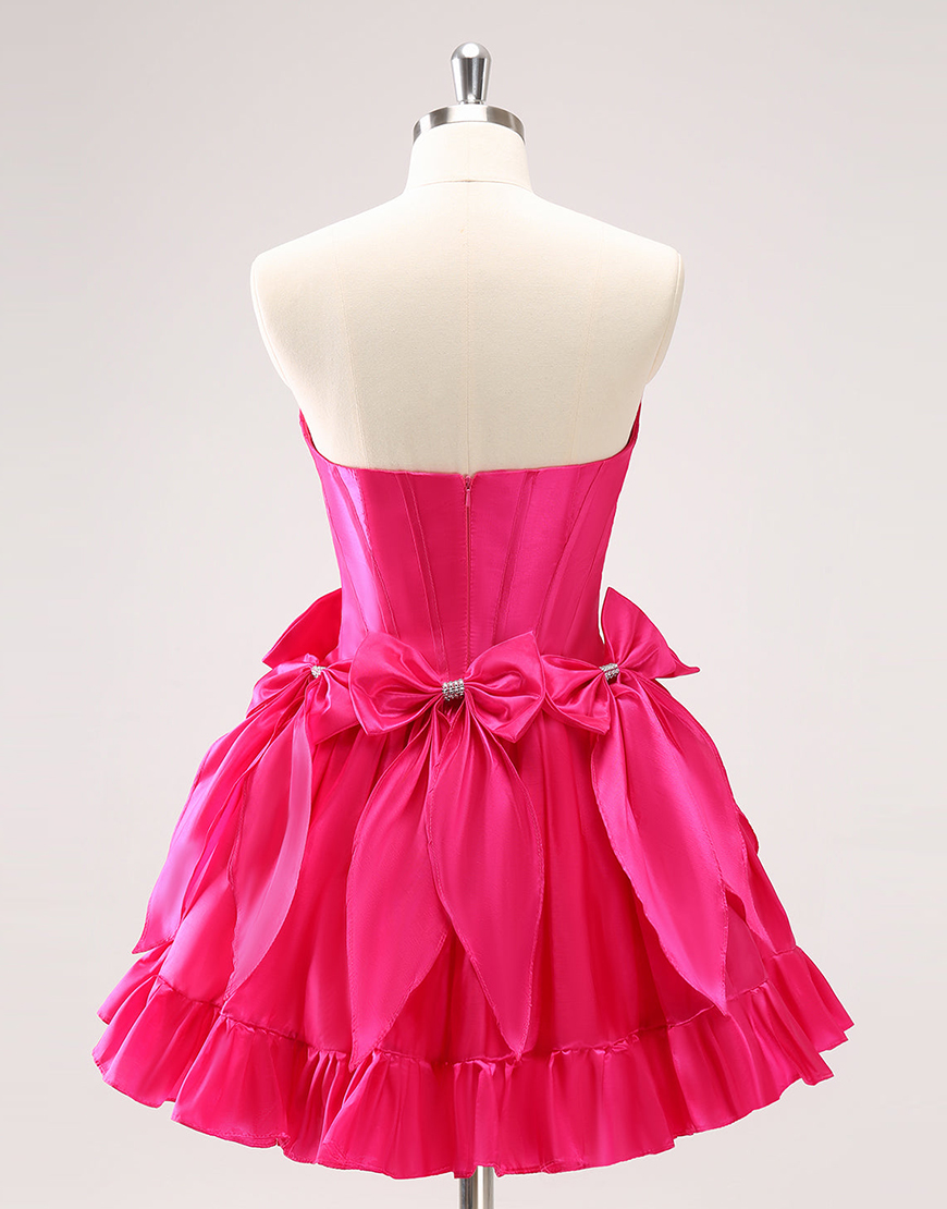 Sparkly Black A-Line Beaded Ruffle Homecoming Dress with Bowknots