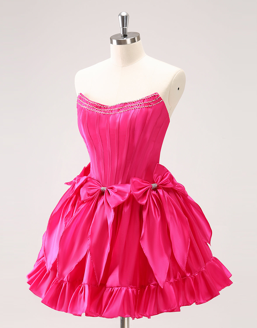 Sparkly Black A-Line Beaded Ruffle Homecoming Dress with Bowknots