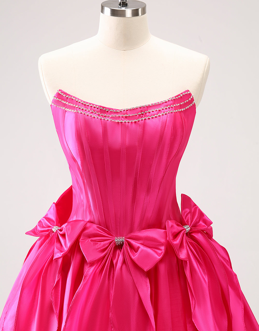 Sparkly Black A-Line Beaded Ruffle Homecoming Dress with Bowknots