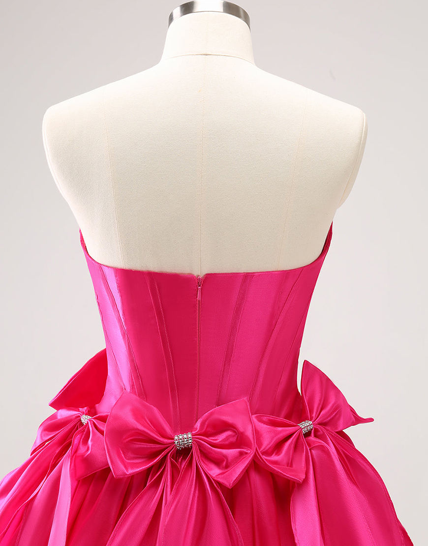 Sparkly Black A-Line Beaded Ruffle Homecoming Dress with Bowknots