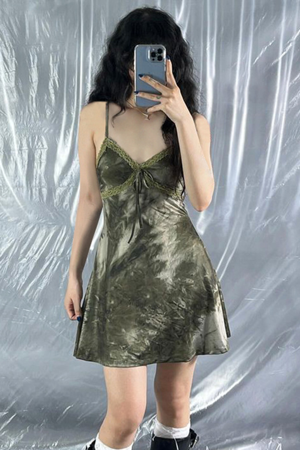 Sexy Women Y2k Tie Dye Knot Front Mini Dress