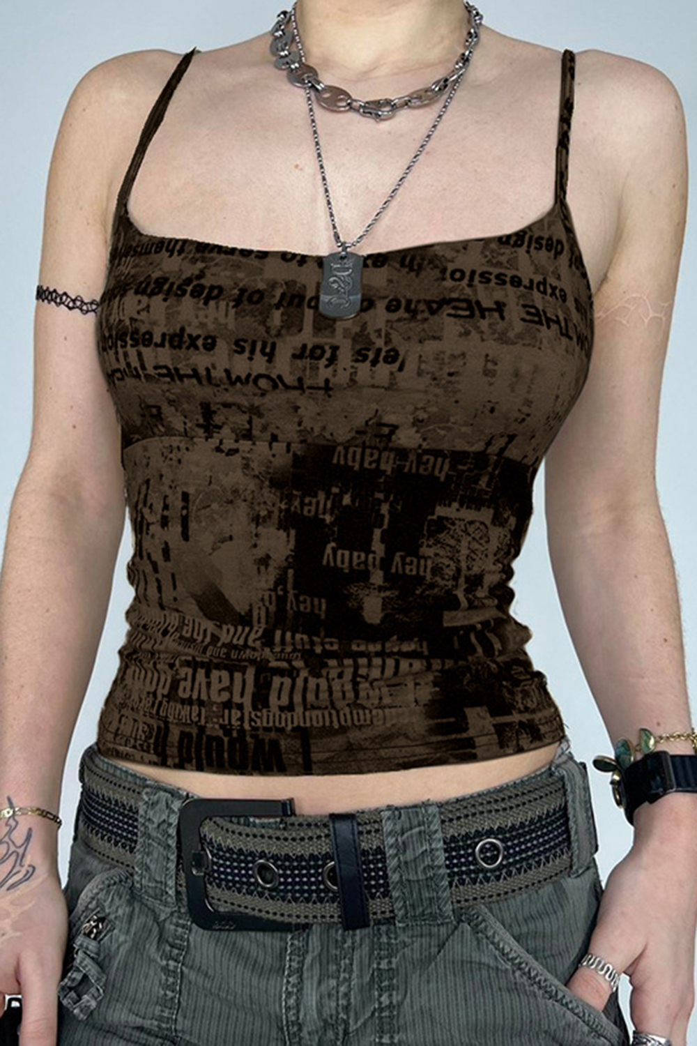 Sexy Women Y2k Spaghetti Straps Tie Dye Tight Top